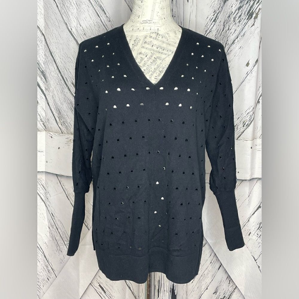 J. Society V Neck Sweater With Holes XS